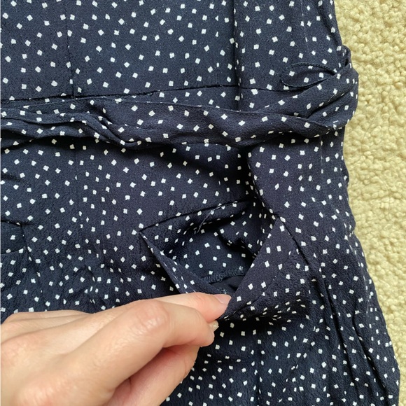 Loft Polka Dot Square Neck Sleeveless Cropped Jumpsuit Tie Waist Belt Size 0P - Picture 9 of 14